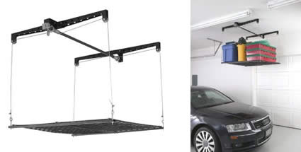  Pro Heavy Lift Garage Storage. 4-by-4-Foot Cable-Lifted Storage Rack