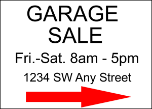 Garage Sale Sign Wording
