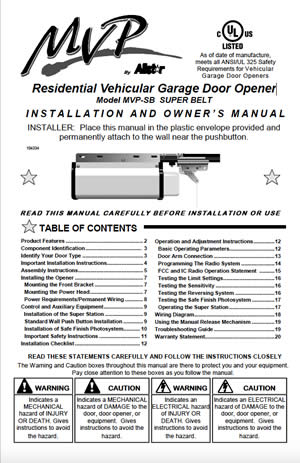 Allstar Garage Door Opener Manual